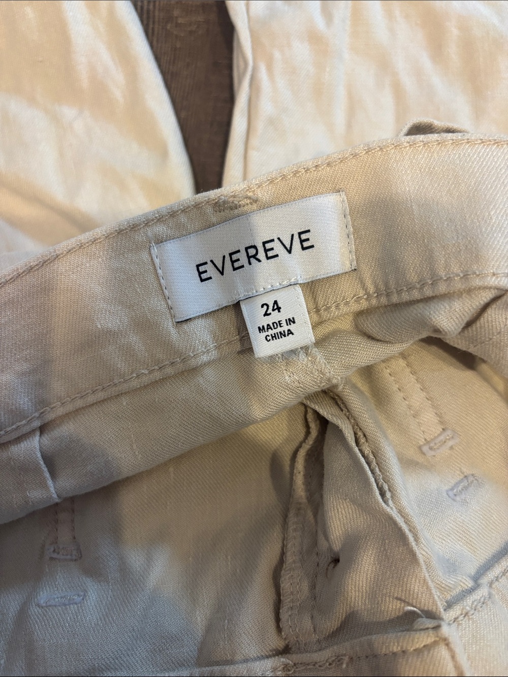 Evereve Barley Beige Joelle Stretch Linen Crop Wide Leg Pants 24 - Picture 2 of 4